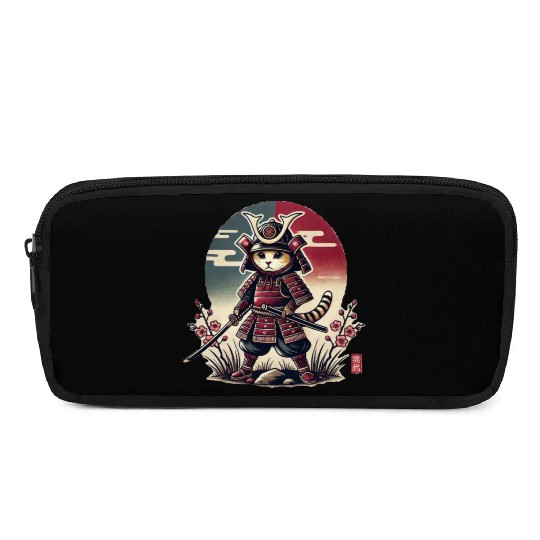 Samurai Cat: Vintage Ukiyo-e Warrior Art Pencil Cases