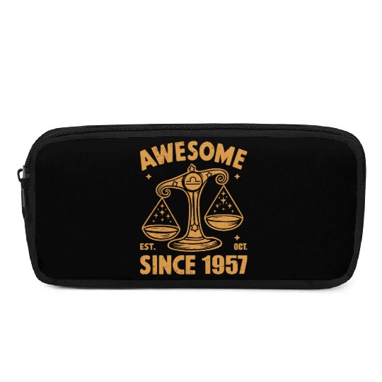 Awesome Since 1957 Libra Zodiac Birthday October Pencil Cases