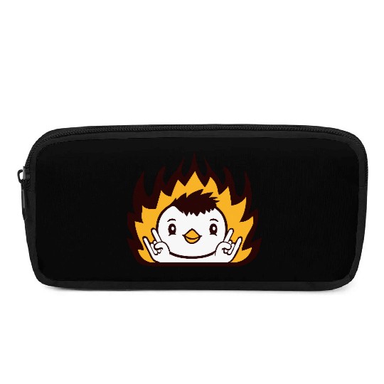 Fire Heavy Metal Duck Bird Chick Rock Hand Gesture Pencil Cases