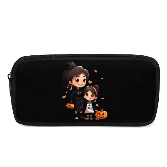Mother and Daughter Halloween Trick-or-Treat Fun Pencil Cases