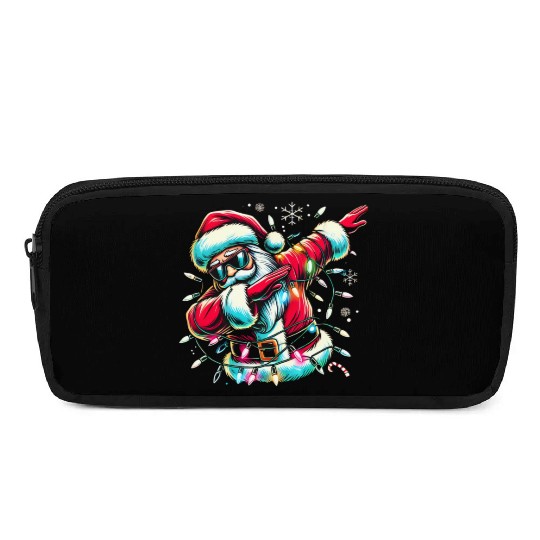 Dabbing Santa with Christmas Lights and Snowflakes Pencil Cases