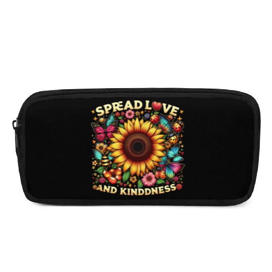 Spread Love & Kindness Sunflower Design Pencil Cases