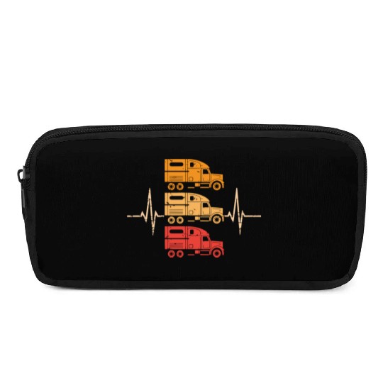 Truck driver heart beat Trucker Funny Truck Driver Pencil Cases
