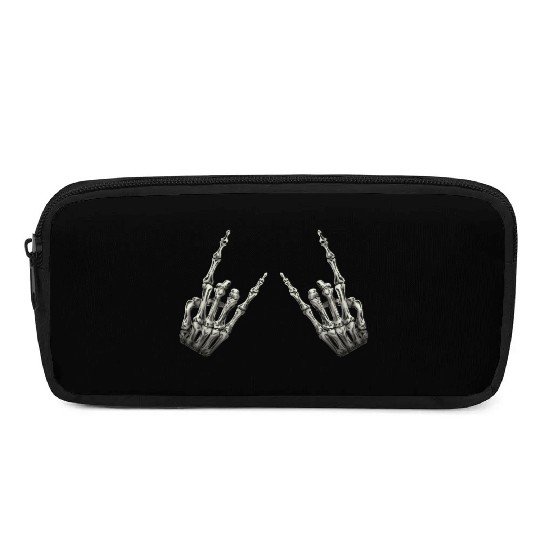 Rock On Rock Star Skeleton Hands Rocker Halloween Pencil Cases