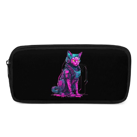 Cyber Warrior Cat Pencil Cases