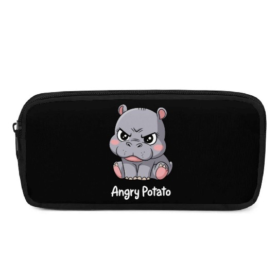 Moo Deng Angry Potato Hippo Cartoon Art Pencil Cases