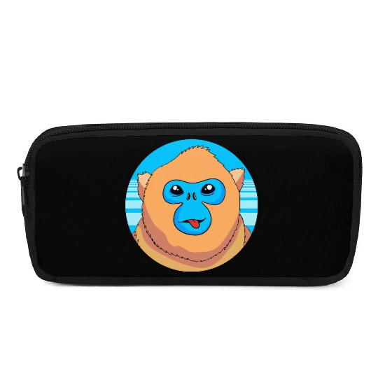 Monkey Lover Cute Snub Nosed Monkey Face Pencil Cases