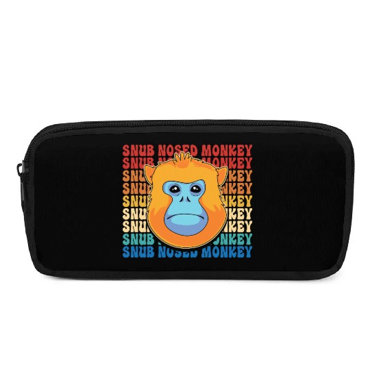 Retro Golden Snub Nosed Monkey Cute Monkey Face Pencil Cases