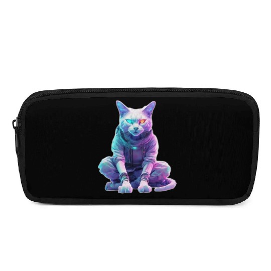 Futuristic Cyberpunk Cat Pencil Cases