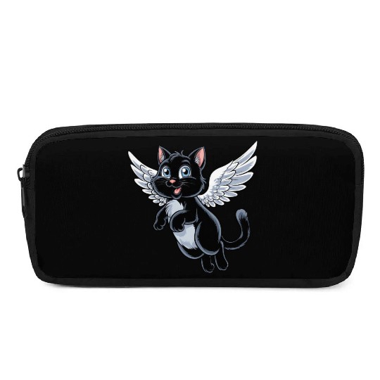 Black Cat with Angel Wings Pencil Cases