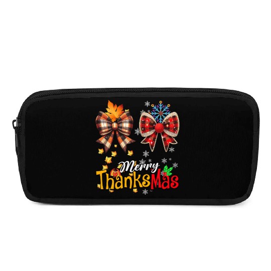 Merry Thanksmas plaid Coquette Bow Christmas Plaid Pencil Cases
