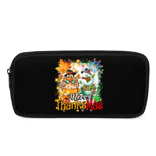 Merry Thanksmas Turkey Snowman Coffee latte cup Pencil Cases