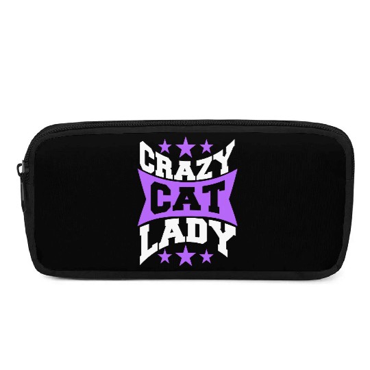 Crazy Cat Lady Text Love Saying Quote Weird Woman Pencil Cases