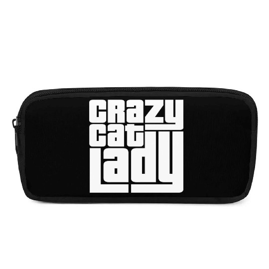 Crazy Cat Lady Text Love Saying Quote Weird Woman Pencil Cases