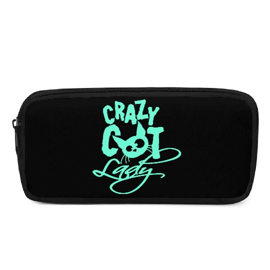 Crazy Cat Lady Text Love Saying Quote Weird Woman Pencil Cases