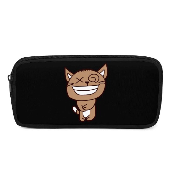 Crazy Cat Weird Funny Eyes Cool Grimace Cartoon Pencil Cases