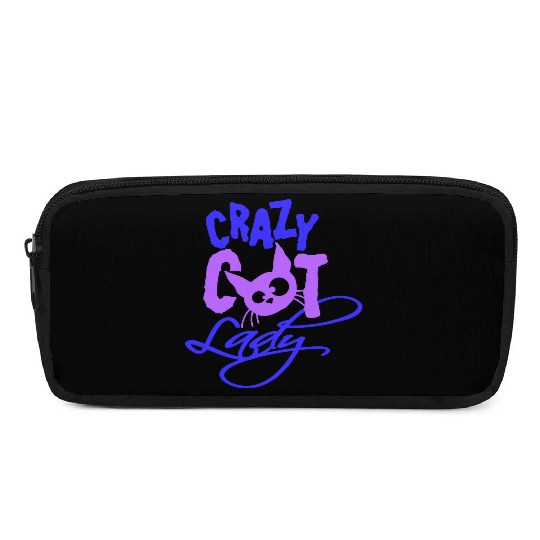 Crazy Cat Lady Text Love Saying Quote Weird Woman Pencil Cases