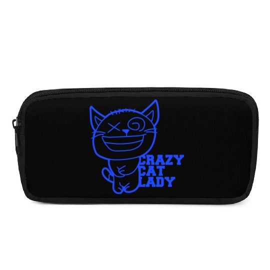 Crazy Cat Lady Text Love Saying Quote Weird Woman Pencil Cases