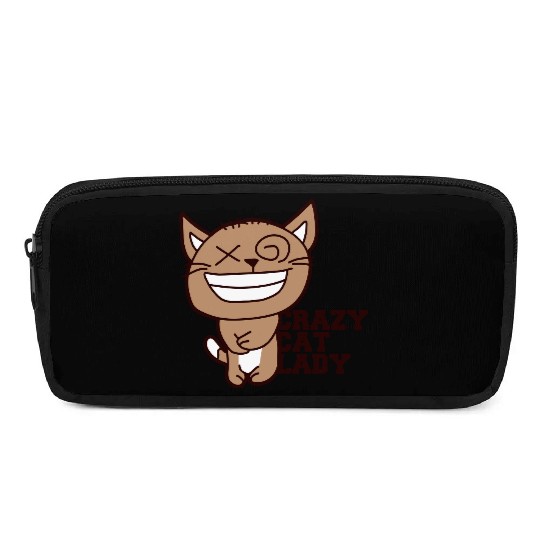Crazy Cat Lady Text Love Saying Quote Weird Woman Pencil Cases