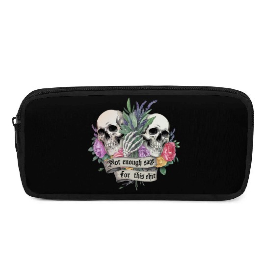 Bold Gothic Skulls & Sage Art | Dark Humor Pencil Cases