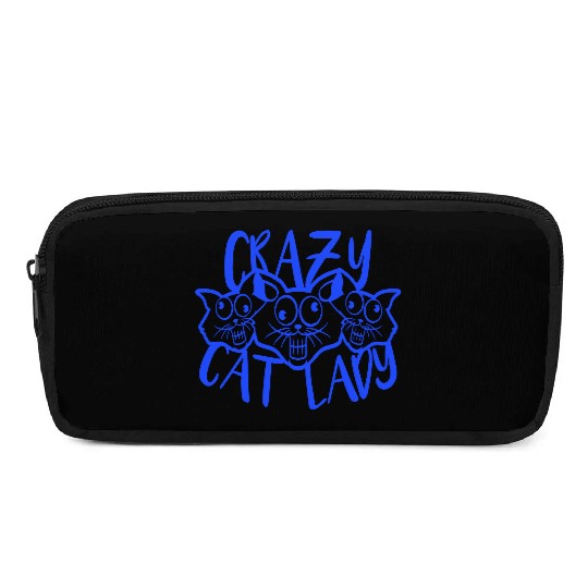 Crazy Cat Lady Text Love Saying Quote Weird Woman Pencil Cases