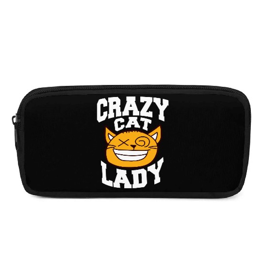 Crazy Cat Lady Text Love Saying Quote Weird Woman Pencil Cases
