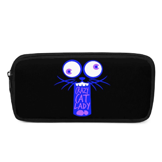 Crazy Cat Lady Text Love Saying Quote Weird Woman Pencil Cases