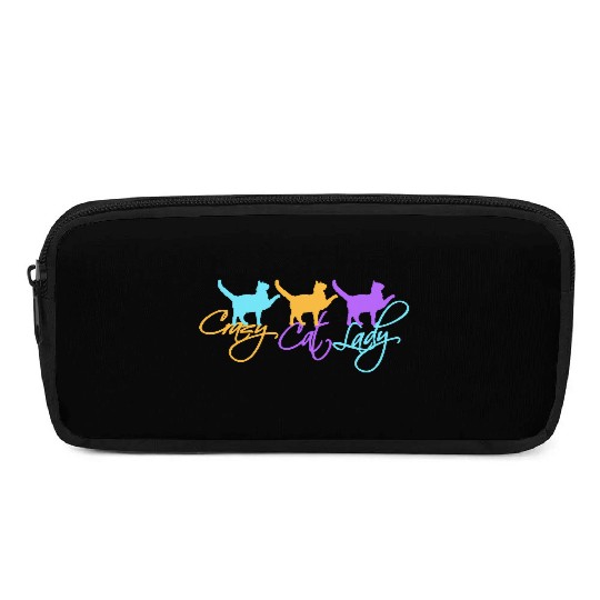 Crazy Cat Lady Text Love Saying Quote Weird Woman Pencil Cases