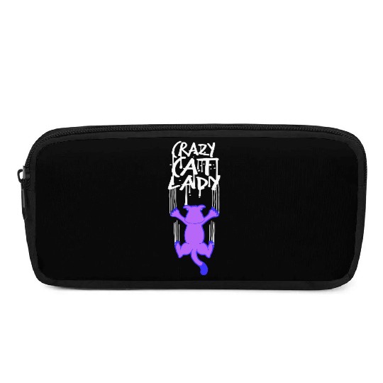 Crazy Cat Lady Text Love Saying Quote Weird Woman Pencil Cases