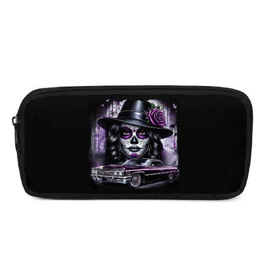 lowrider catrina Sugar skull Pencil Cases