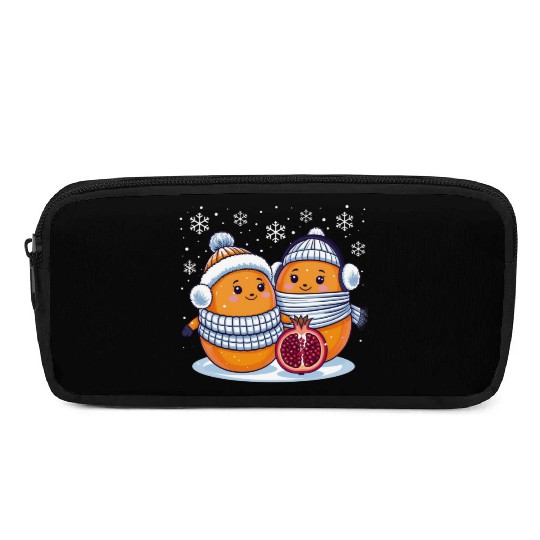 Cozy Winter Fruits: Oranges & Pomegranate Pencil Cases