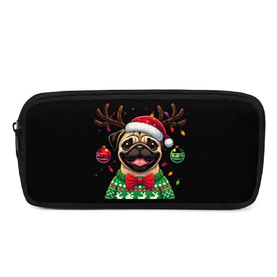 Cute Dog Wearing Santa Hat with Joyful Christmas Pencil Cases