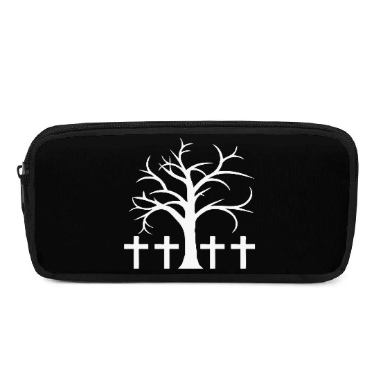 Tree Bald Winter Autumn Crosses Halloween Cemetery Pencil Cases