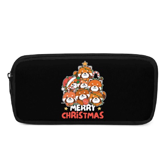 Red Panda Christmas Tree Merry Christmas Pencil Cases