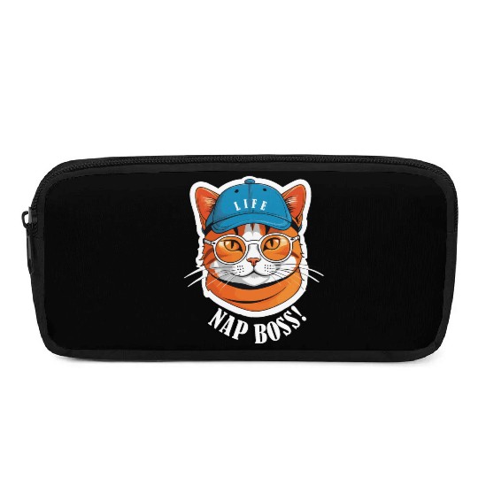 Cat Nap Boss with Cap and Sunglasses Pencil Cases