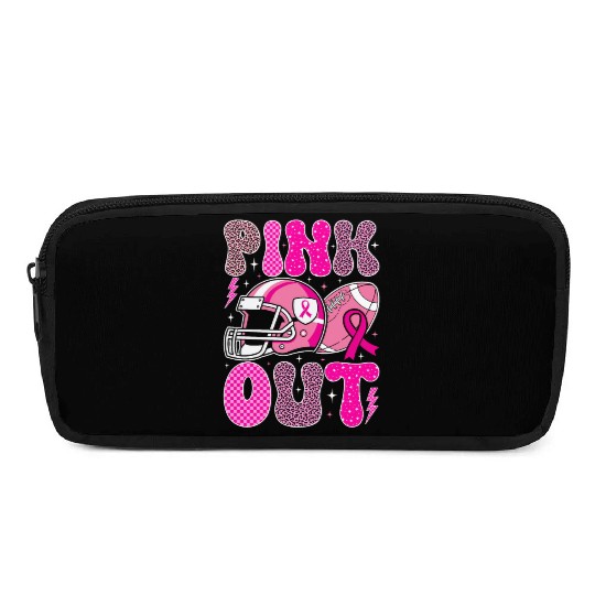 Pink Out Breast Cancer Football Mom Girls Women Pencil Cases