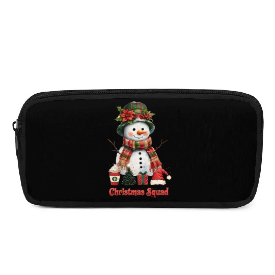Snowman Christmas Family Gathering Pencil Cases
