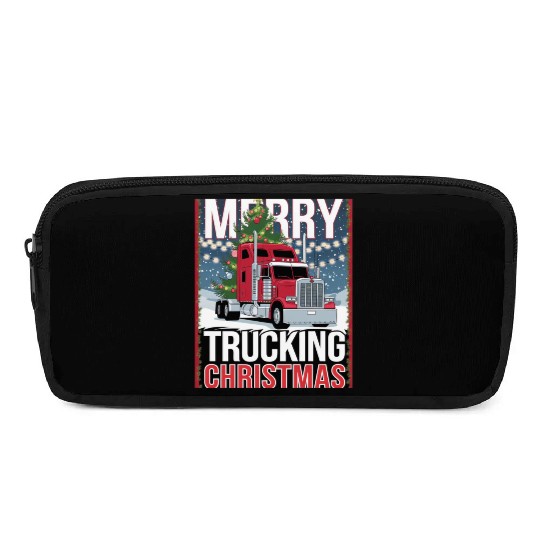 Merry Trucking Christmas Festive Semi-Truck Card Pencil Cases
