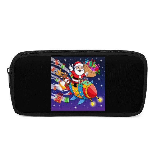 Reindeer with father christmas and spaceship Pencil Cases