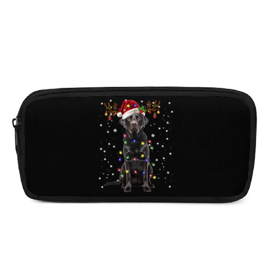 Black Lab Labrador Christmas Tree Light Pencil Cases
