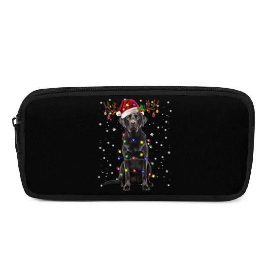 Black Lab Labrador Christmas Tree Light Pencil Cases