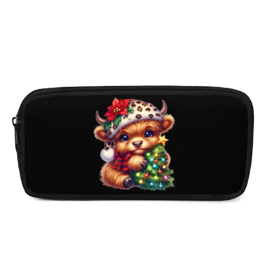 Christmas Merry Christmas For Gift Highland Cow Pencil Cases