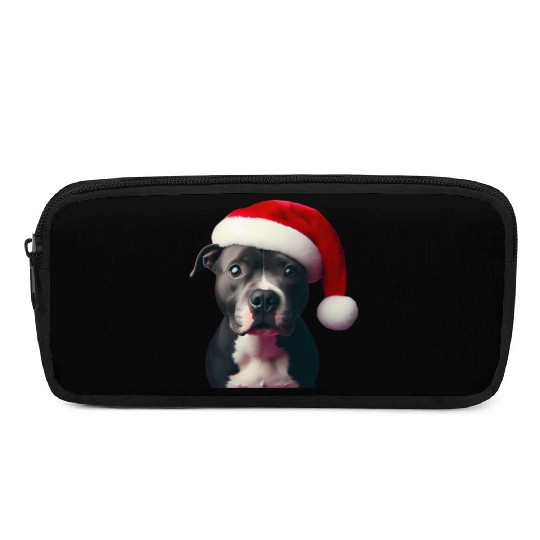 Staffordshire Bull Terrier with Santa Hat Pencil Cases