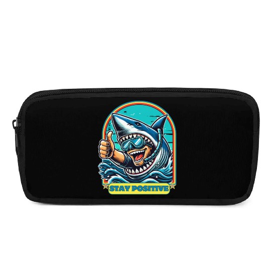 Stay Positive Shark Pencil Cases