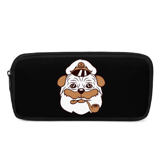 Pug Dog Captain Hat Face Funny Cute Cartoon Comic Pencil Cases
