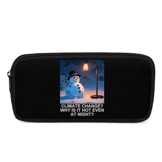 Frosty Snowman Under Street Lights Christmas Pencil Cases