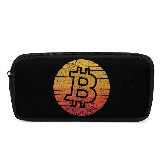 Retro Vintage Bitcoin Pencil Cases Crypto Trader Pencil Cases
