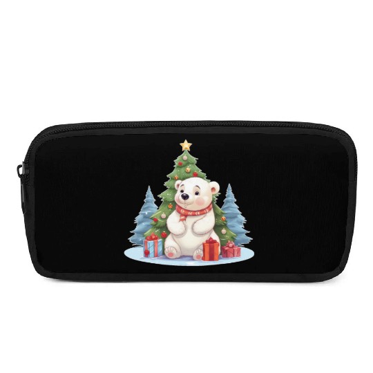 Christmas Polar Bear with Christmas Tree Pencil Cases