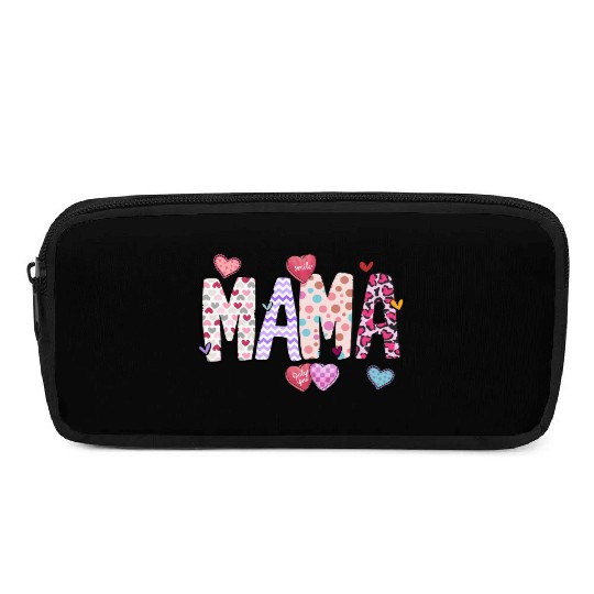 Mama Heart Glitter, Valentines, Valentines Day Pencil Cases