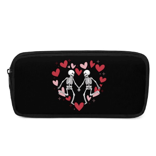 Coquette Valentine Dancing Skeleton Pencil Cases